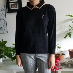 Black Collared Reindeer Sweater